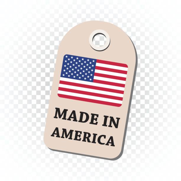 istock Hang tag made in America with flag. Vector illustration on isolated background. 855165094
