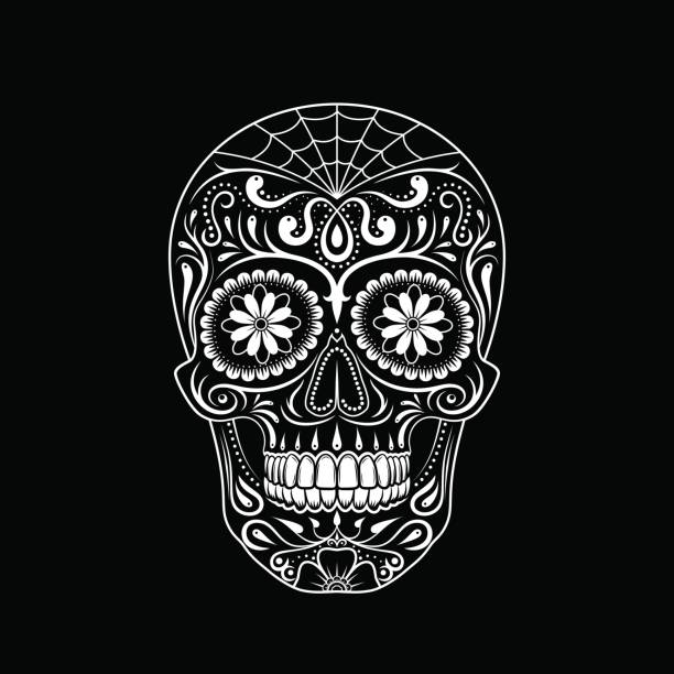 Ilustración de Cráneo Del Azúcar Sobre Fondo Negro y más Vectores Libres de Derechos de Calavera de alfeñique - Calavera de alfeñique, Blanco y negro, Día de Todos los Santos - iStock Ilustración de Cráneo Del Azúcar Sobre Fondo Negro y más Vectores Libres de Derechos de Calavera de alfeñique - Calavera de alfeñique, Blanco y negro, Día de Todos los Santos - iStock