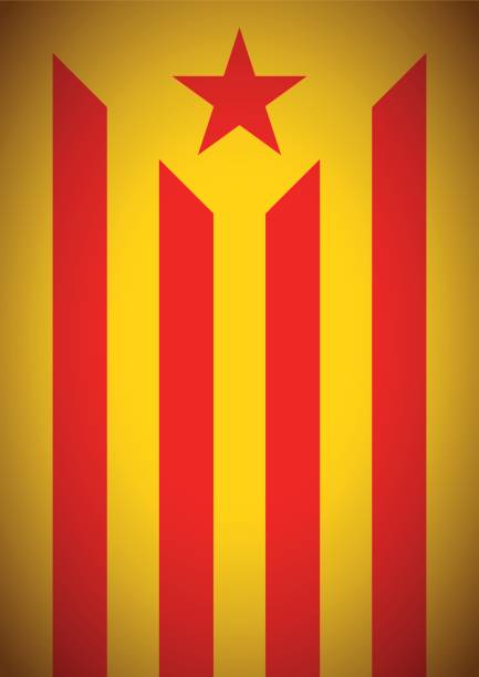 estelada vermella bayrak bayrak catalonia bağımsızlık secession arka plan - girona stock illustrations