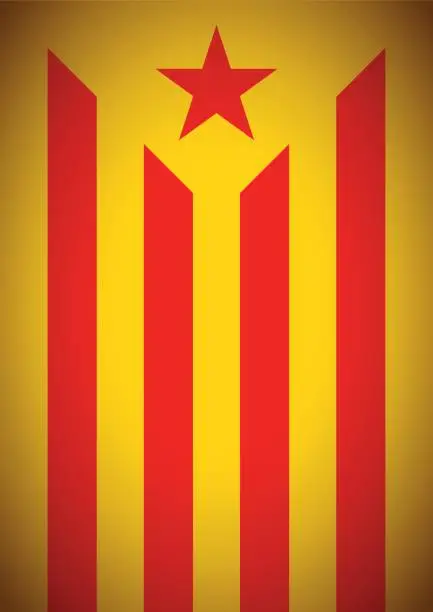 Vector illustration of estelada vermella banner flag background catalonia independence secession