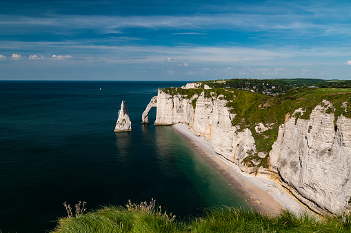 The Ark and the Aiguille at the Falaise d'Aval in Normandy are the landmarks of the region and one of the most photographed coastal landscapes in the world