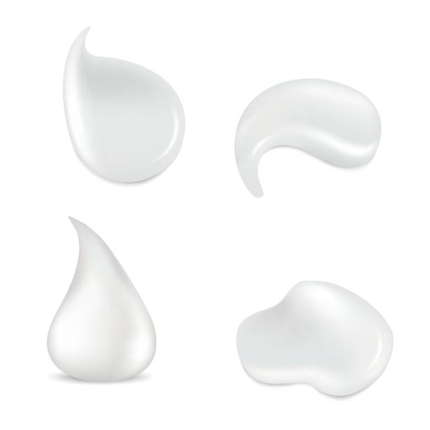 istock Realistic white skin cosmetic cream vector set. White cream for skincare, fresh cream product illustration 855184082