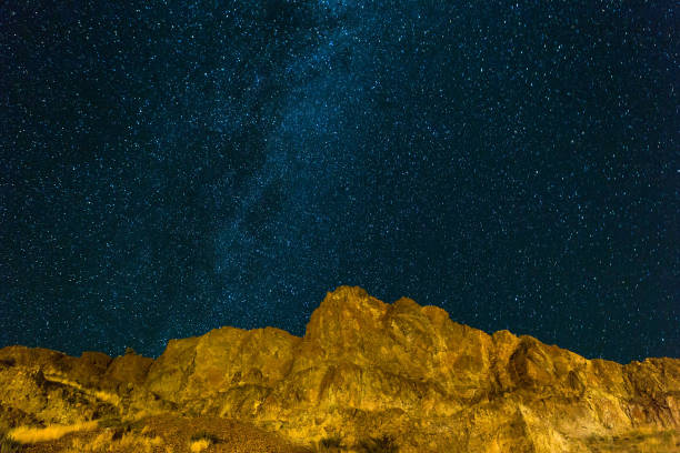 Milky Way starry night sky over Central Oregon High Desert stock photo