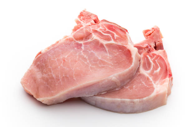 istock Fresh raw beef steak isolated on white background, top view. 855188348