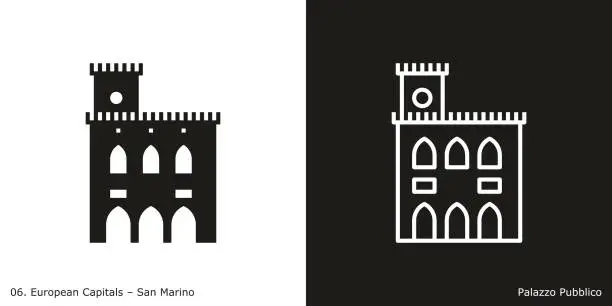 Vector illustration of Public Palace Icon, San Marino