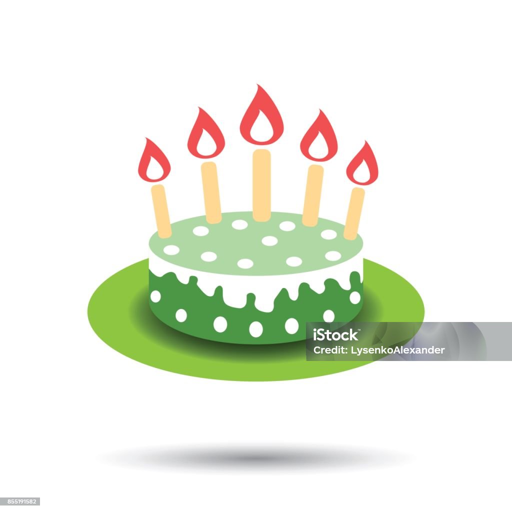 Cake With Candle Icon Simple Flat Pictogram For Business Marketing ...
