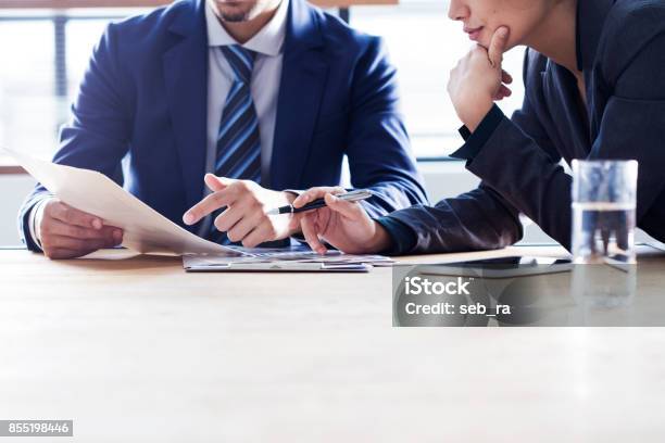 Business People Discussion Working Concept Stock Photo - Download Image Now - Business Meeting, Document, Financial Advisor