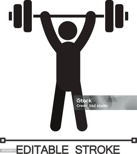 Man With Barbell Icon Stock Illustration - Download Image Now - Adult, Anaerobic Exercise, Athlete