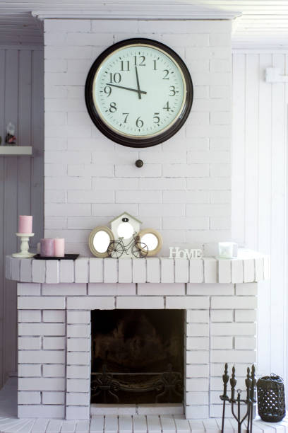 istock Fireplace with beautiful decorations in comfortable living room 855215178