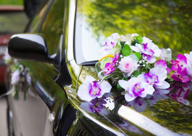 istock Luxury wedding car decorated with flowers 855221276