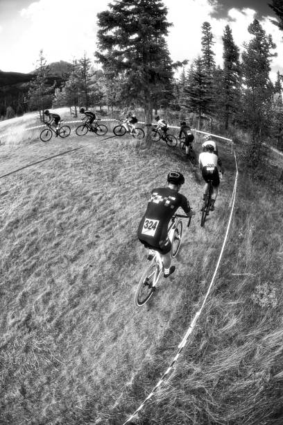 istock A group of eight men compete in a cyclo-cross bicycle race. 855227866