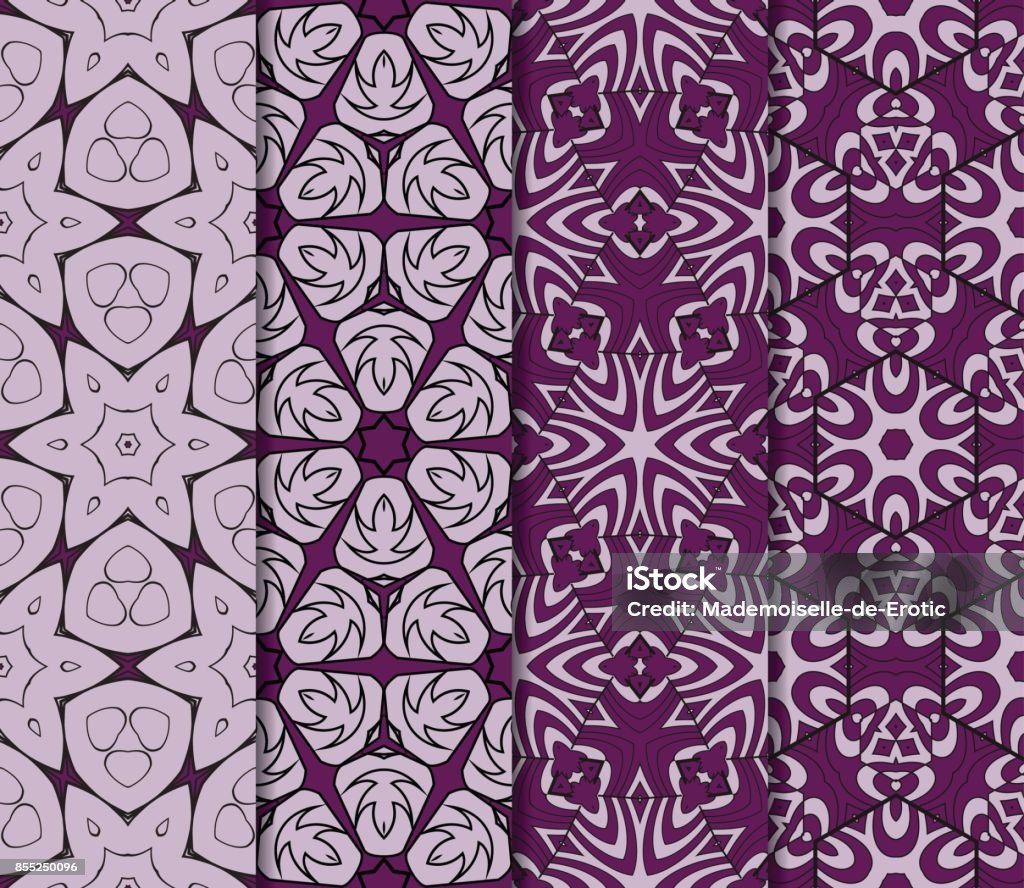 Set Of Floral Geometric Seamless Pattern Vector Illustration For Modern ...