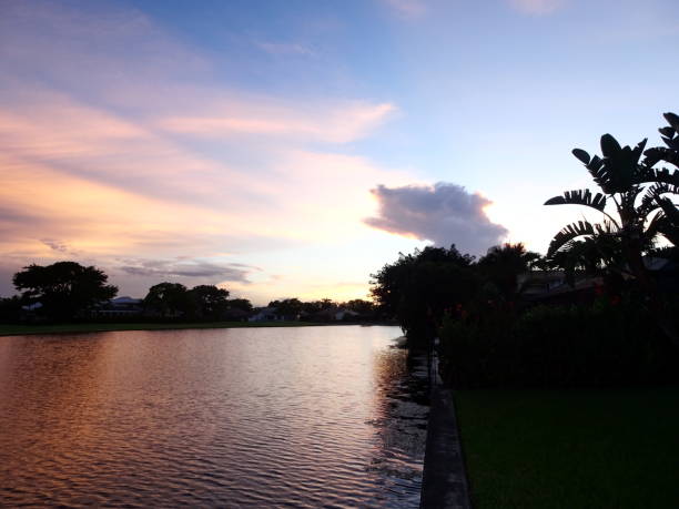 istock sunset on the lake on tropical island 855250106