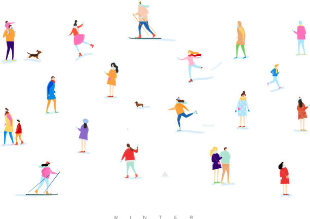 illustrations, cliparts, dessins animés et icônes de hiver personnes - skiing ski sport snow