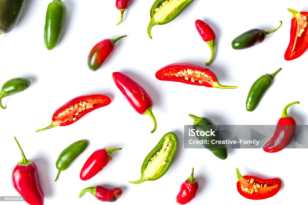 Colorful jalapenos peppers on white background Colorful jalapenos peppers on white background isolated Jalapeno Pepper Stock Photo