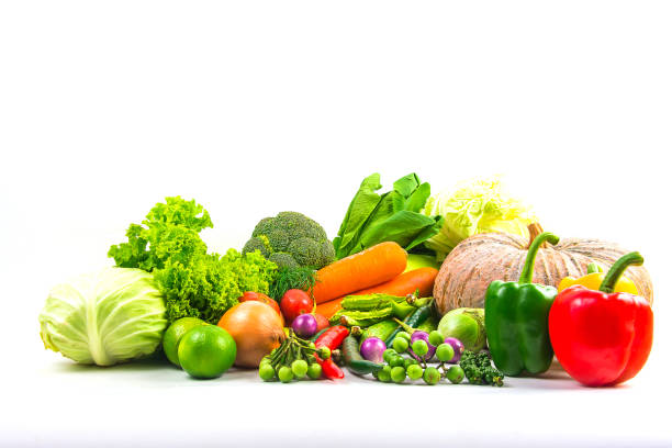 collection vegetables isolated white background . stock photo