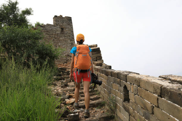 istock young woman hiker with camera on great wall 855269854