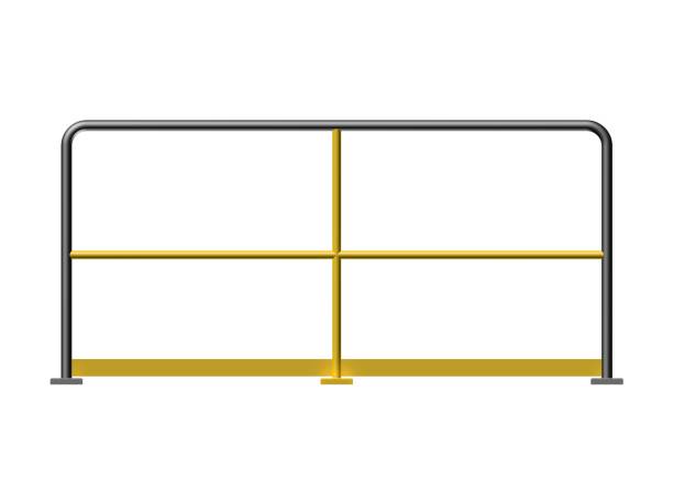 Frontal view of steel industrial handrail railing