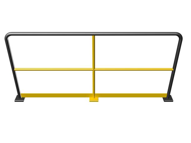 istock Yellow and black steel industrial handrail railing 855273414