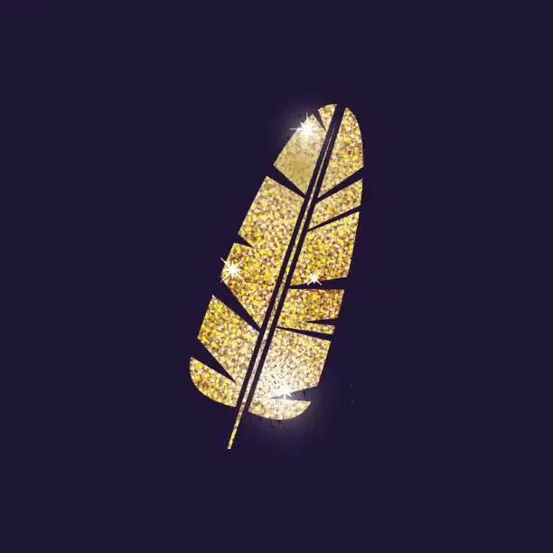 Vector illustration of gold feather plume design
