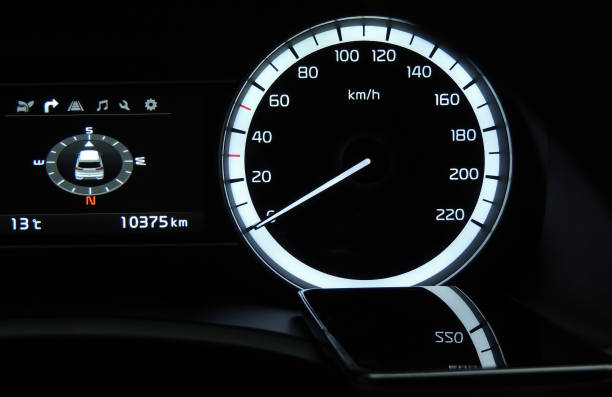 istock Glossy surface of smartphone on a dashboard inside a car 855273720