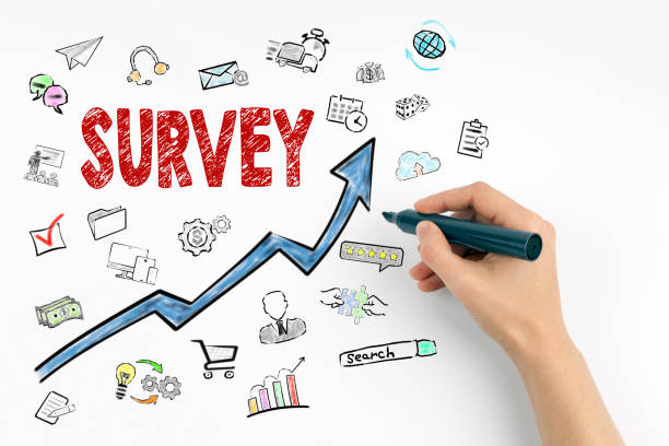istock Survey Concept. Arrow with keywords and icons 855274040