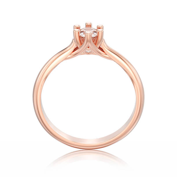 istock 3D illustration isolated rose gold engagement decorative ring with diamond with reflection 855277262