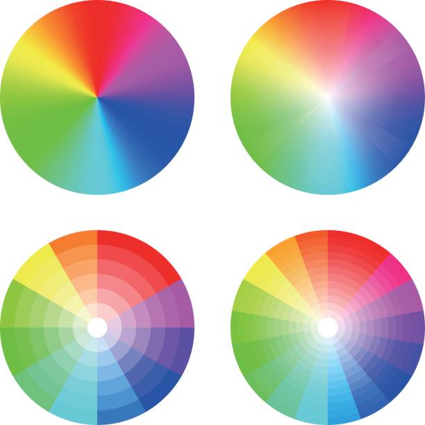 ilustraciones, imágenes clip art, dibujos animados e iconos de stock de rueda de color - color wheel colors color image color swatch
