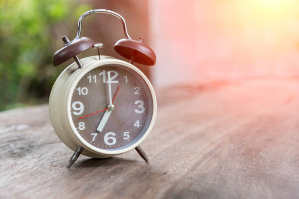istock classic image alarm clock with nature light in the morning 855298862