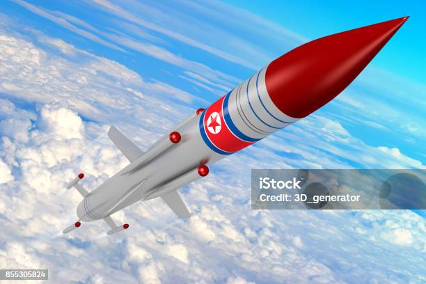 North Korea Missile Stock Photo - Download Image Now - Air Attack, Atomic Bomb, Ballistic Missile
