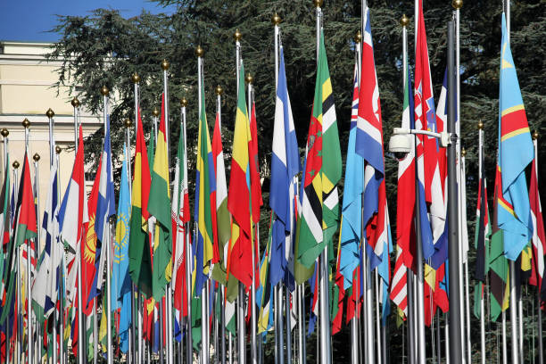 istock International flags in Geneva, Switzerland 855310228