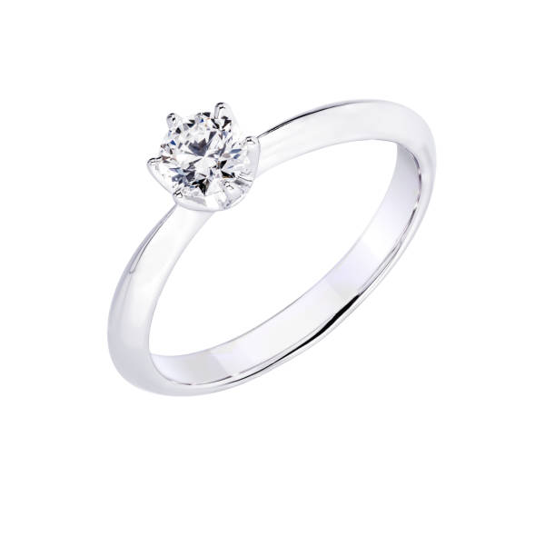 istock diamond engagement wedding ring on isolated white background, clipping path 855310906