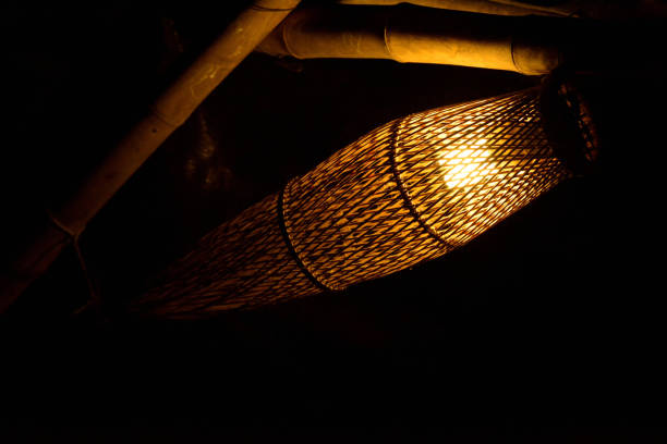 Light from a lamp on a dark background. Selective focus.