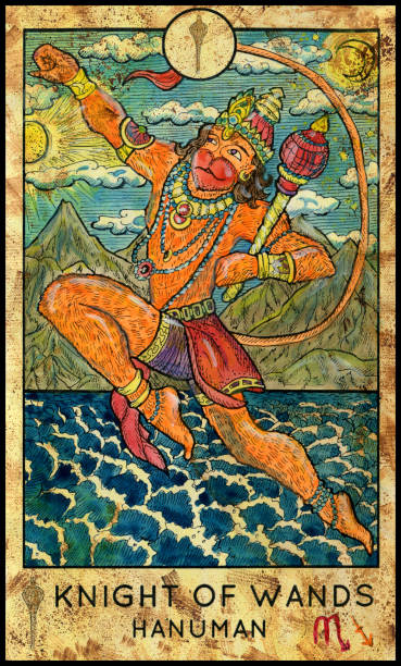 hanuman. hinduistischer affengott - hanuman stock-grafiken, -clipart, -cartoons und -symbole