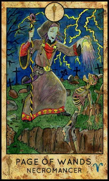 istock Necromancer of warlock. Page of wands 855318610