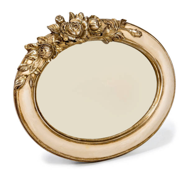 istock Gilded decorative fhoto frame with floral decor isolated on white background 855322704