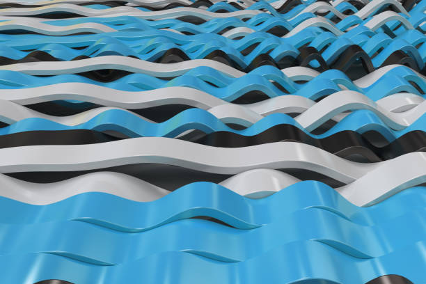istock Abstract 3D rendering of black, white and blue sine waves 855322990