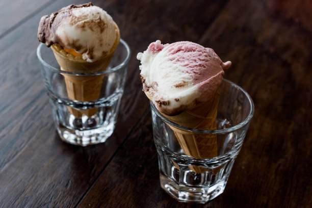 istock ice cream in glass with cone 855325472