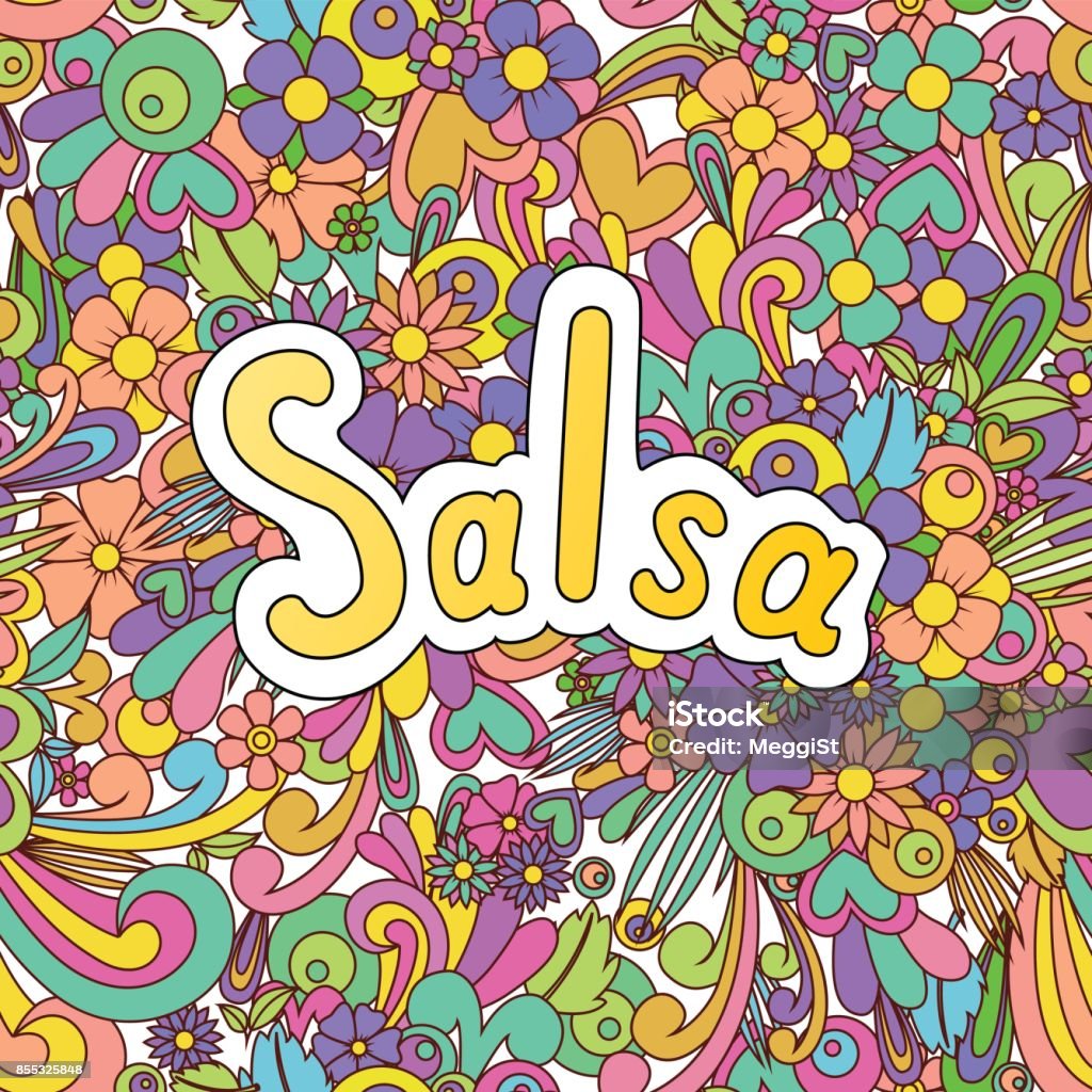 Salsa Horizontal Pattern Salsa Doodle Pattern Dance Background With Flowers Stock Illustration ...