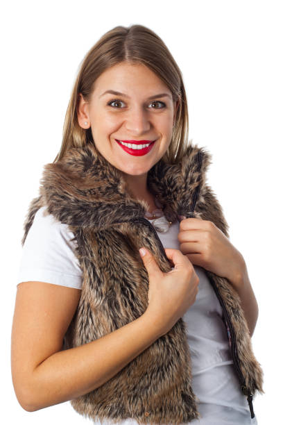 istock Beautiful woman with fur vest 855331184