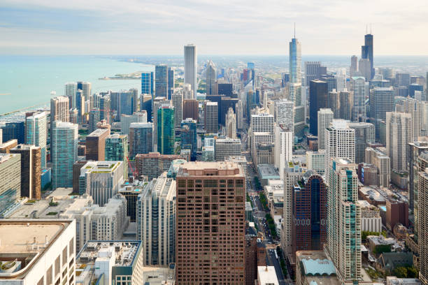 istock Aerial View of Chicago Downtown 855334100