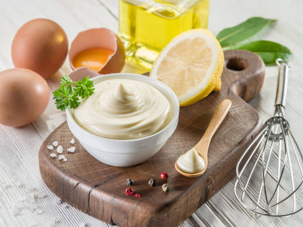 istock Natural mayonnaise ingredients and the sauce itself. 855336666