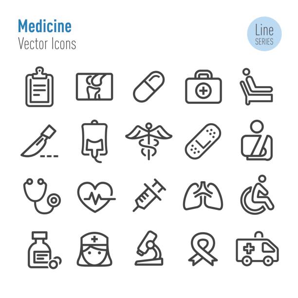 illustrazioni stock, clip art, cartoni animati e icone di tendenza di icone medicina - vector line series - human heart human lung healthcare and medicine doctor