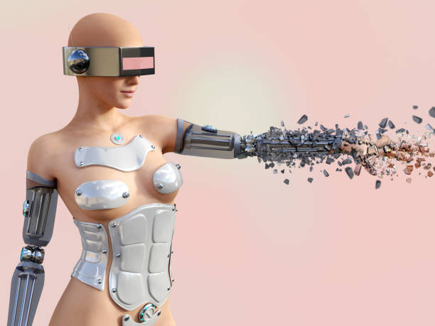 セクシーな女性のアンドロイド ロボットの 3 D レンダリングします