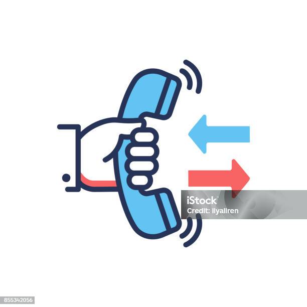 Call Back Modern Vector Line Design Single Icon Stock Illustration - Download Image Now - Using Phone, Exchanging, Telephone