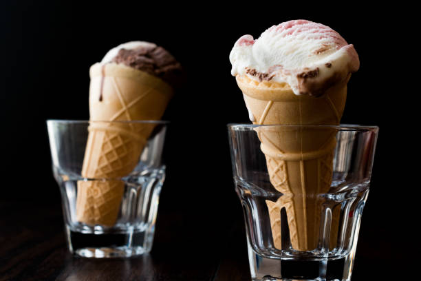 istock ice cream in glass with cone 855352756