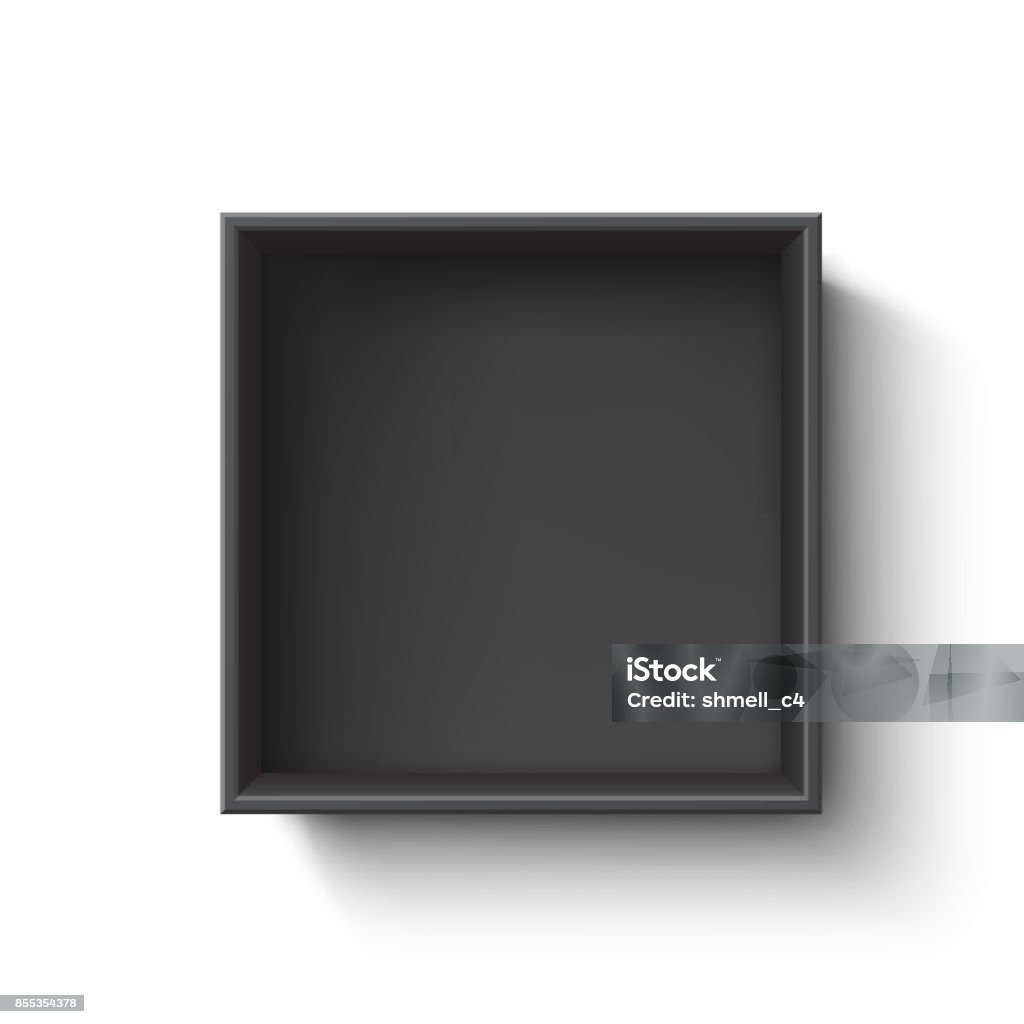 Black Empty Box Container Isolated On White Background Stock ...