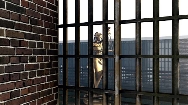 Conceptual illustration on existence in prison 3d rendering Conceptual illustration on existence in prison criminal justice stock pictures, royalty-free photos & images
