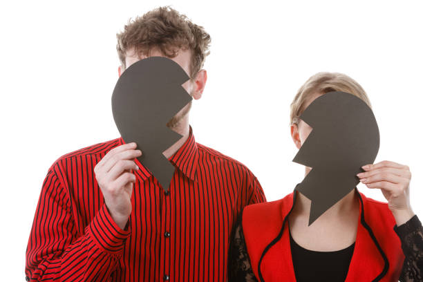 istock Couple with broken heart breaking up. 855367094