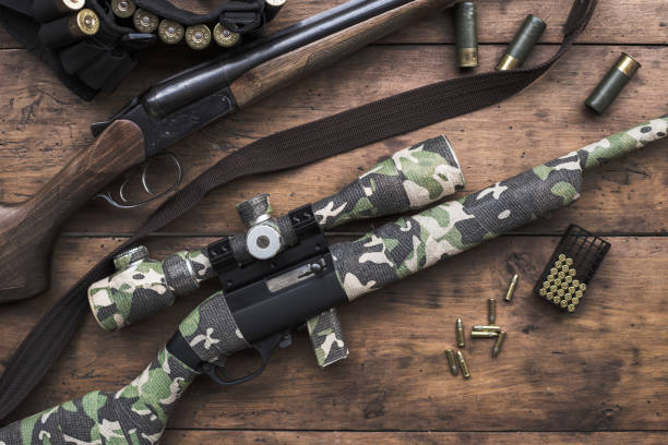istock Small caliber 22 long rifle and double-barreled hunting rifle 855368774